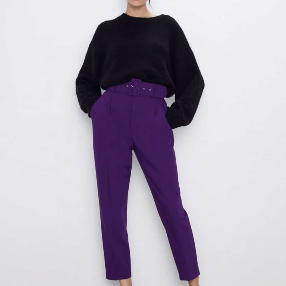 Zara Purple Belted Pants
